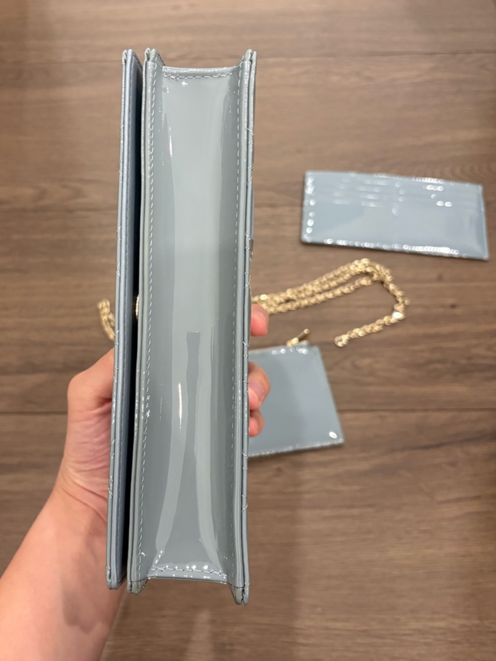 Authentic Lady Dior Calfskin Pouch in Cloud Blue (EXCELLENT, LIKE NEW CONDITION) - Picture 6 of 15